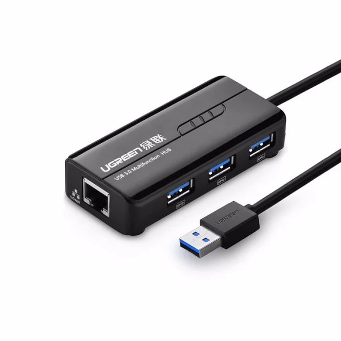 USB hub Ugreen - 3 USB priključka, RJ45, USB 3.0